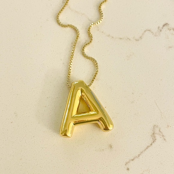 Bubble Monogram Necklace in Gold, Letter A, K, L & S Available - Picture 3 of 3